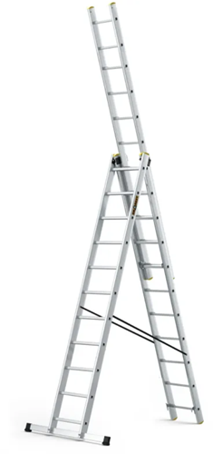 3-delige aluminium ladder 3x11 treden PRO