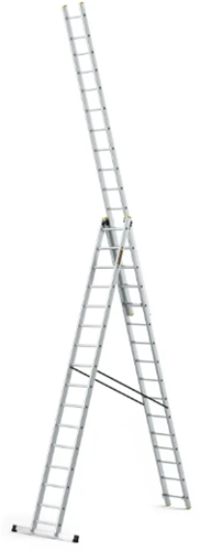 3-delige aluminium ladder 3x16 treden PRO
