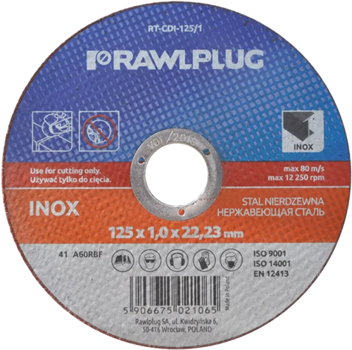 Korund snijschijf voor RVS 125x1,0x22,23 mm