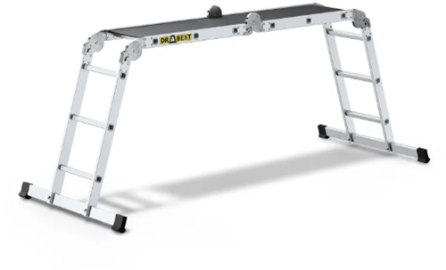 Ladder aluminium 4x3 treden met platform PRO
