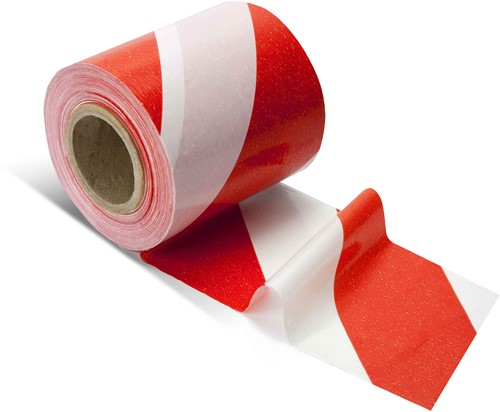 Red-witte waarschuwingstape 70mm x 100m 