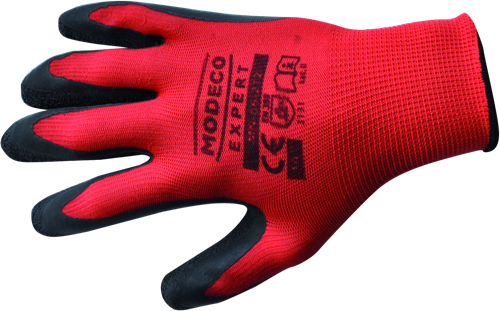 Modeco Expert - Polyester handschoenen zwart geschuimd latex. Maat 9'