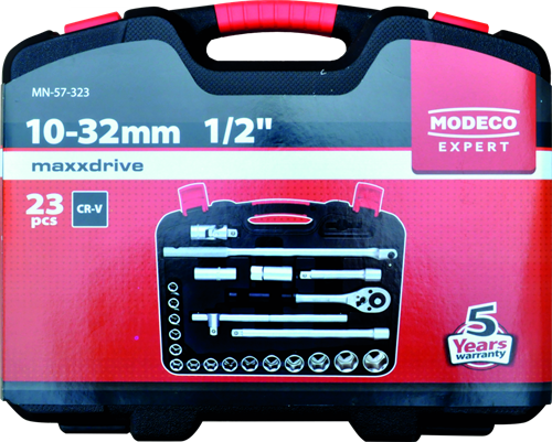 Modeco Expert - Set dopsleutels 23-dlg 1/2", PCV koffer-2
