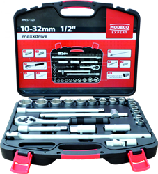 Modeco Expert - Set dopsleutels 23-dlg 1/2", PCV koffer