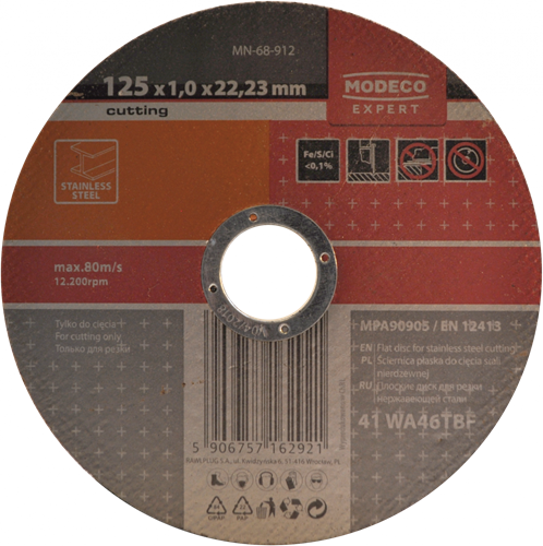 Modeco Expert - Doorslijpschijf  - 125 x 1 x 22,23 mm - Staal