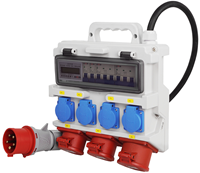 Stroomverdeler 1x32A 5P, 2x16A 5P, 4x230V 